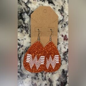 Whataburger Glitter Leather Earrings- EUC